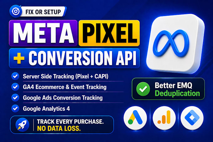 setup facebook pixel, meta conversion API, google ads conversion tracking, ga4