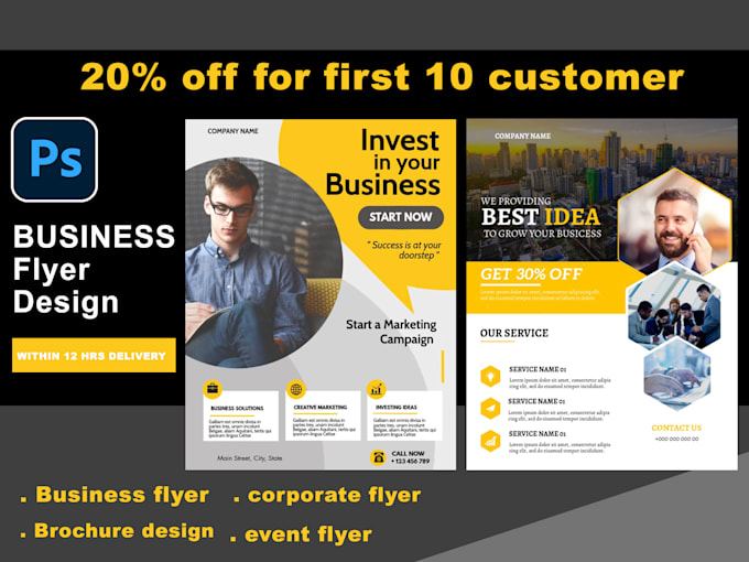 do business flyer, corporate flyer, brochure within 12 hours