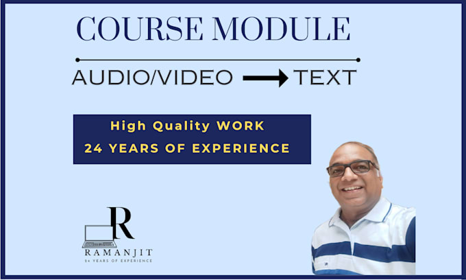 transcribe course or module content video or audio to text