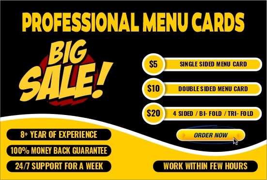 design menu card for your restaurant