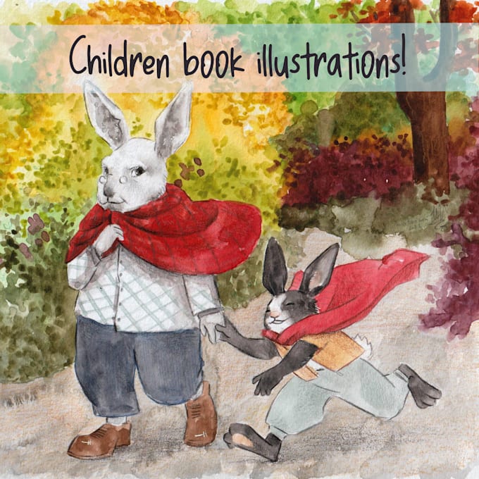 create children book illustrations in watercolors