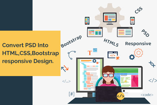 Convert psd,pdf,ai ,image to html css and bootstrap responsive design ...