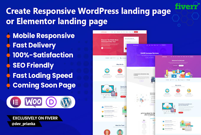 create wordpress landing page or elementor landing page
