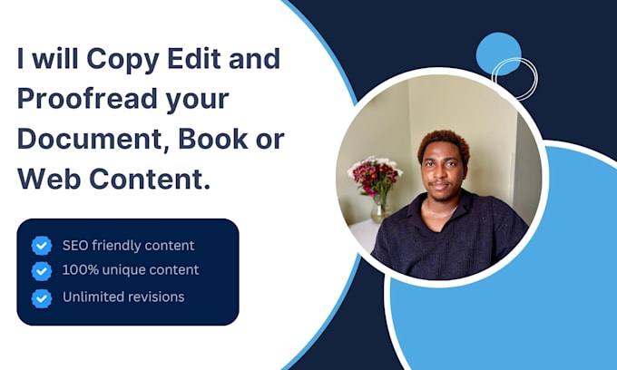 copy edit and proofread your document, book or web content