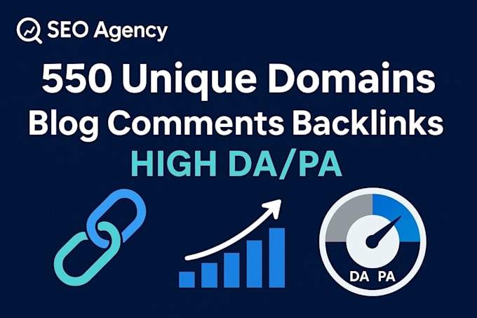 do 550 unique domains dofollow blog comments SEO backlinks on da 30
