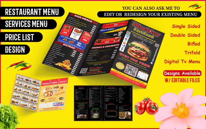 make restaurant menu and price list design