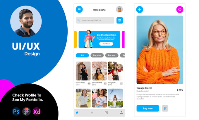 Create design ui ux for app with photoshop,figma by Maulikdhamaliya ...