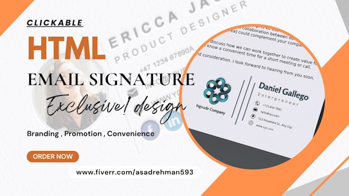 create a professional clickable HTML email signature for gmail and outlook