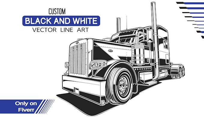 draw black and white line art of your car or truck
