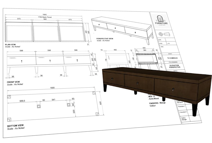create technical cad drawings for furniture and products