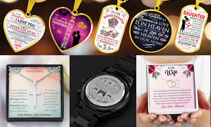 do profitable, message card, and jewelry necklace design for shineon, gearbubble