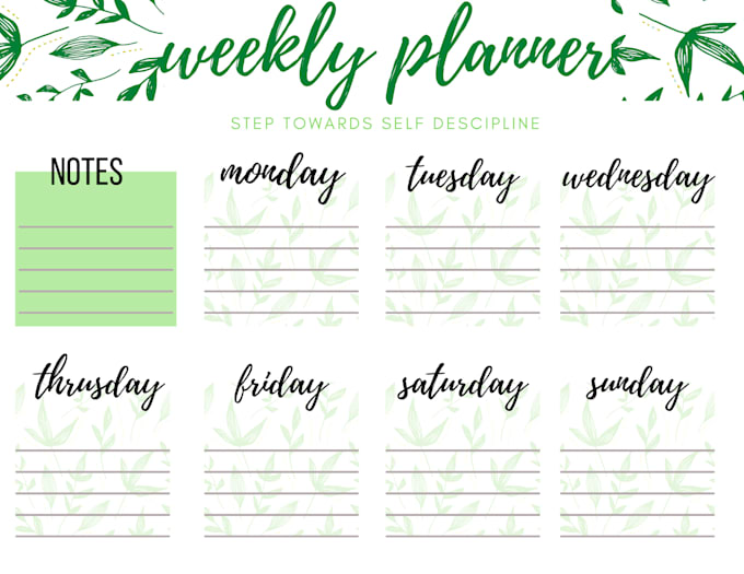 design digital custom editable daily weekly monthly planner