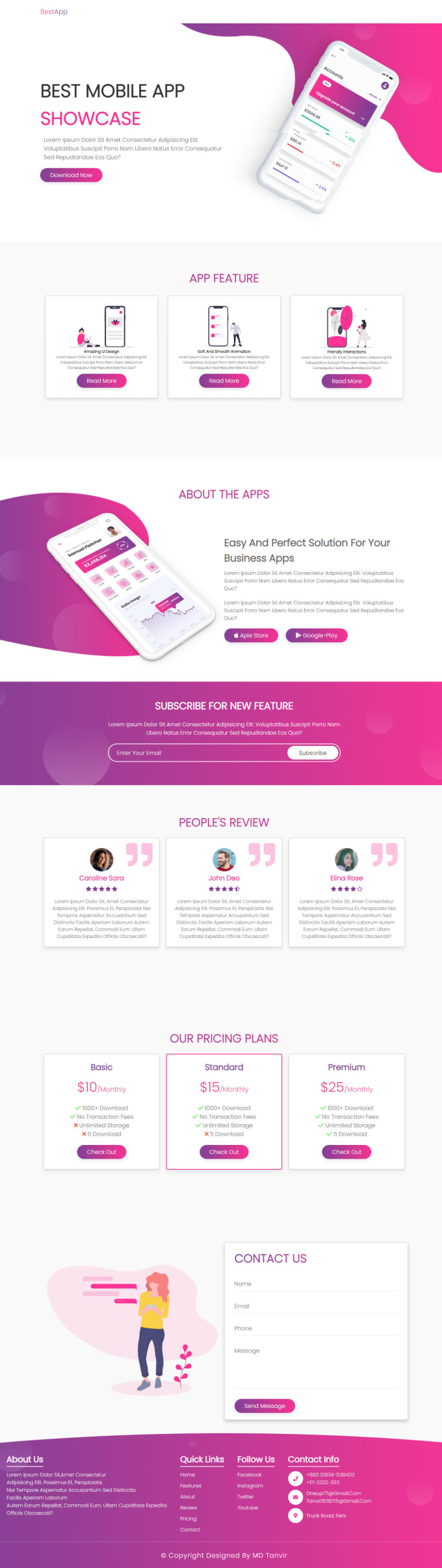 Create a awesome responsive landing page using html, css and bootstrap ...
