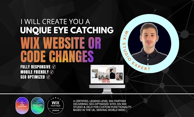 create you a unqiue eye catching wix website or code changes