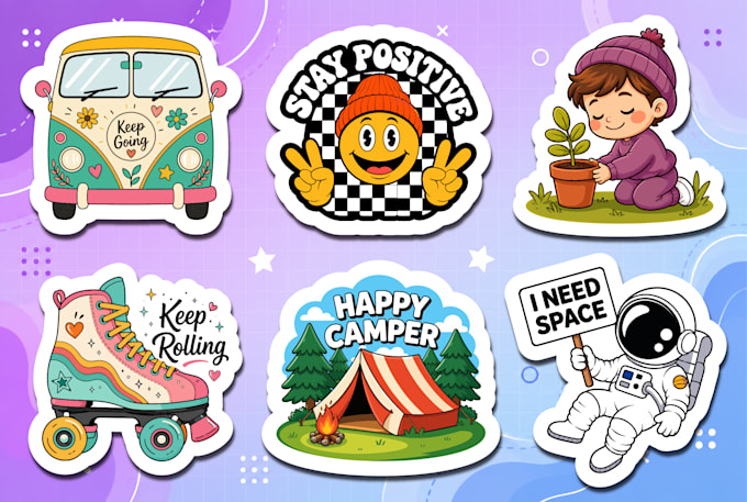 create cute hand drawn custom sticker designs for your brand