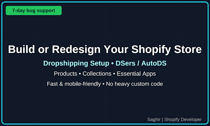 build or redesign your shopify store and set up dropshipping