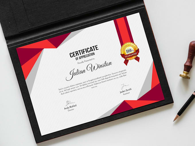 Design a professional and unique certificate design by Rahulgfx66 | Fiverr