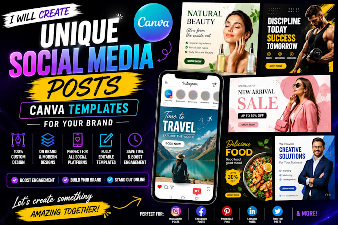 create unique social media posts, canva templates for your brand
