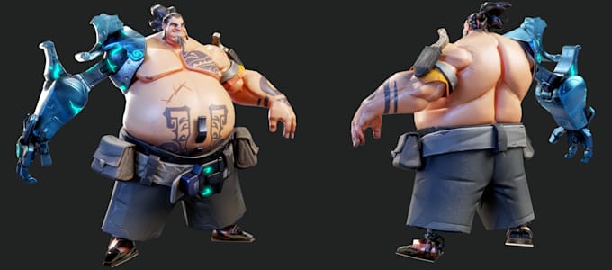 create stylized 3d character modelling and texturing