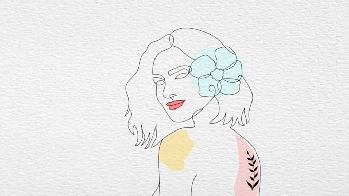 draw line art portrait  with animation