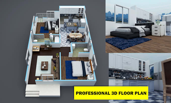 create high quality 3d floor plan and rendering