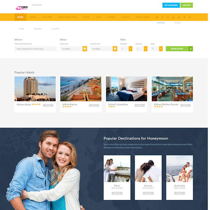 develop travel agency website