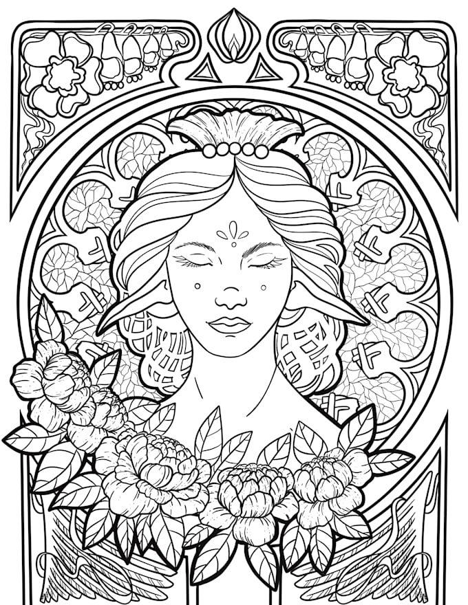 design medieval and occult coloring book illustration