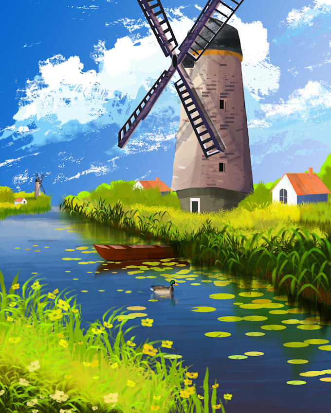 do concept art, backgrounds or illustrations for you with animated versions