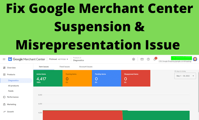 fix google merchant center suspension, misrepresentation, and feed issue