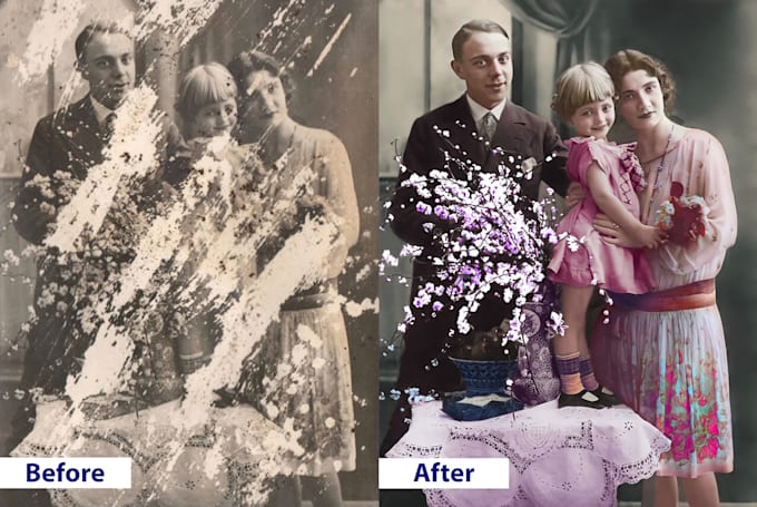 restore repair and colorize old and damaged photo in 2hrs