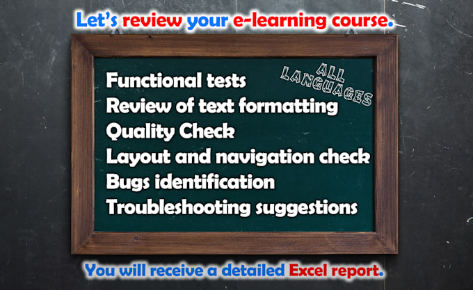 audit, QA, review and test your elearning course