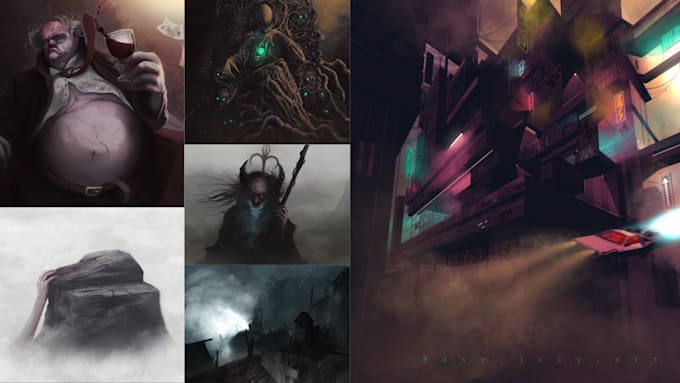 create atmospheric environment art, horror scenes, fantasy