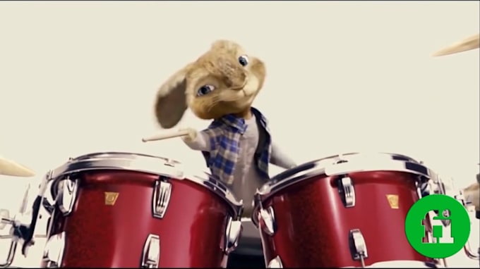 add logo and text in funny drummer rabbit short video