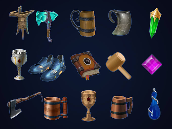 create 2d game assets, props, and icons for your game
