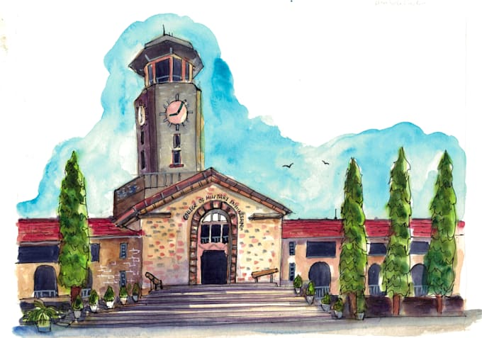 create a watercolor portrait of your house or building