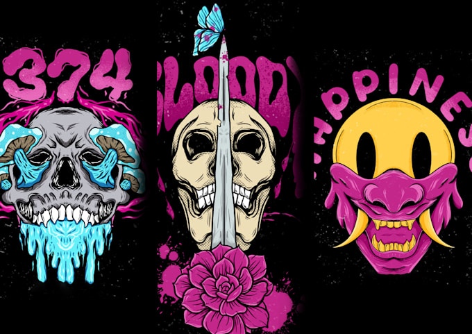 design a vintage retro skull illustration for tshirt design