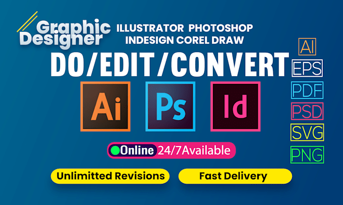 do any work in adobe illustrator edit or redesign
