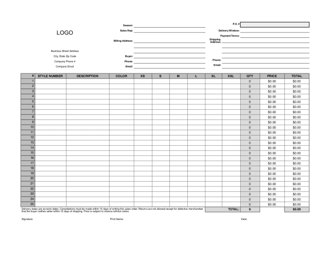 Provide fashion invoice packing slip po template forms by