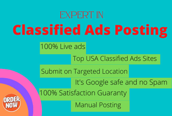 I will post your ads on 50 classified sites by manual