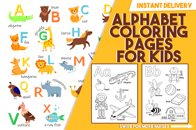 Hire a freelancer to provide 26 abc alphabet coloring pages for children