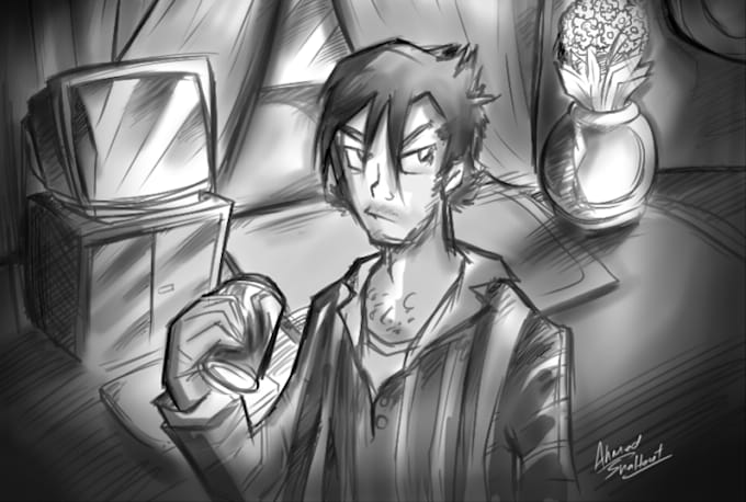 make a black and white sketch