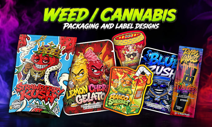 design unique weed pouch, mylar bag and cbd product labels
