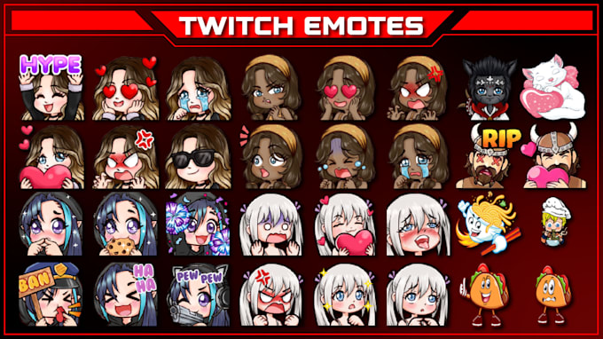 design awesome custom twitch emotes or badges for you