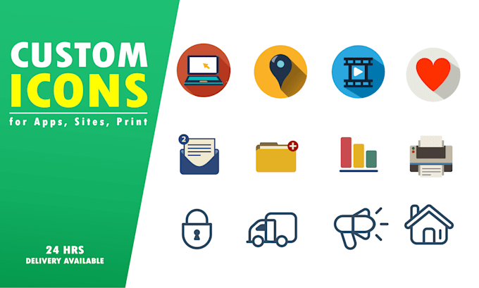 design custom icon set for websites, apps, or project