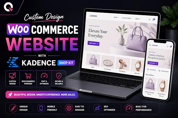 custom design woocommerce website with kadence shop kit