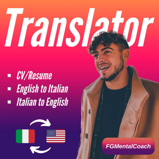 Do english to italian translation and vice versa by Fgmentalcoach | Fiverr
