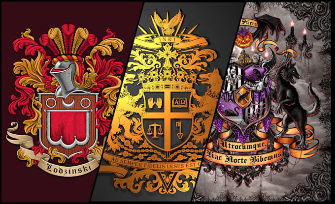 design a hand painted custom coat of arms or family crest