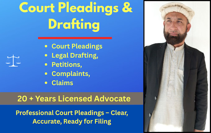 draft ready to file lawsuits, pleadings, motions, petitions, and legal appeals