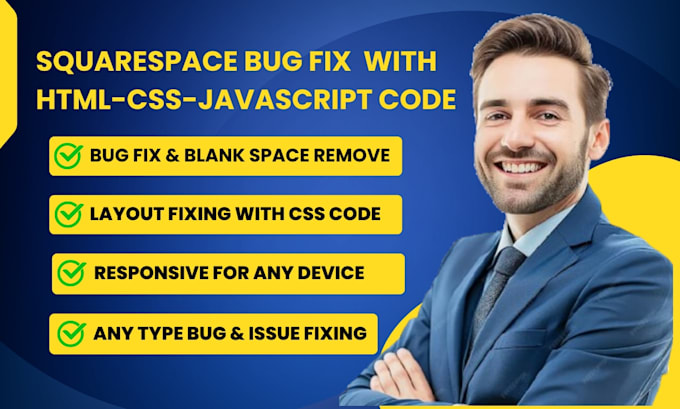 squarespace bug fix or add custom HTML, CSS, js, and squarespace code