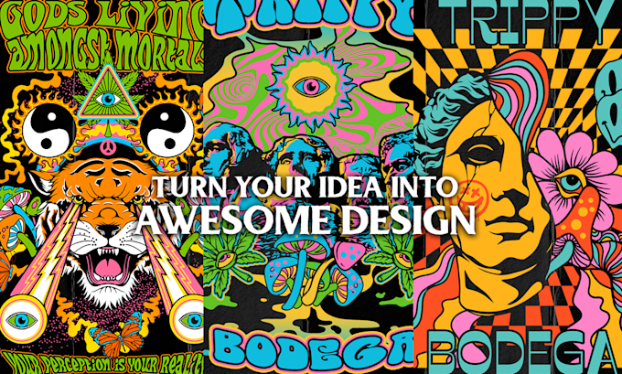 do stunning trippy t shirt design for you